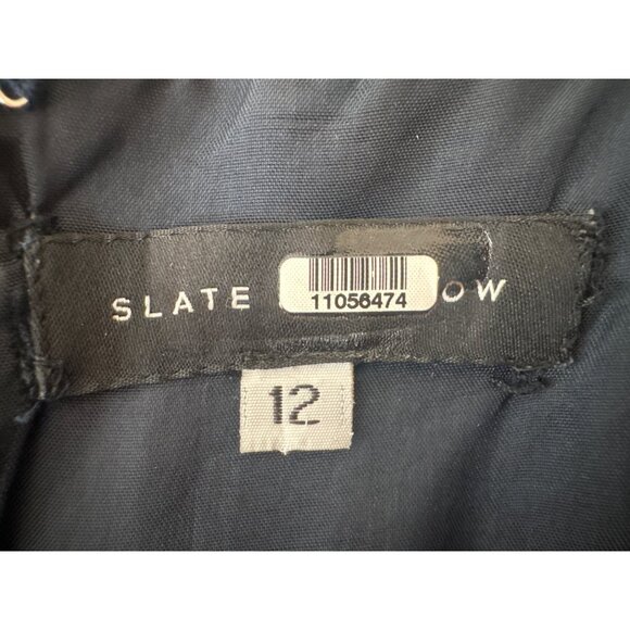 2/$30 Sleeveless Tweed Dress Size 12 By Slate & Willow In Navy Blue/White - Picture 4 of 11